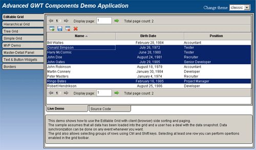 Advanced GWT Components - Mupltiple row selection