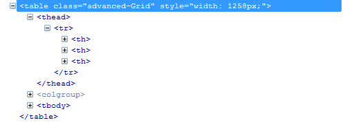 Advanced Flextable Widget contains <thead> and <th> tags