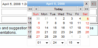 Pop-up calendar simplifies date and time entering